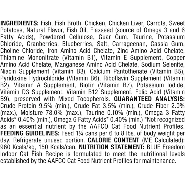 imageBlue Buffalo Freedom Grain Free Natural Adult Pate Wet Cat Food Indoor Fish 55oz cans Pack of 24Fish 55 Ounce Pack of 24