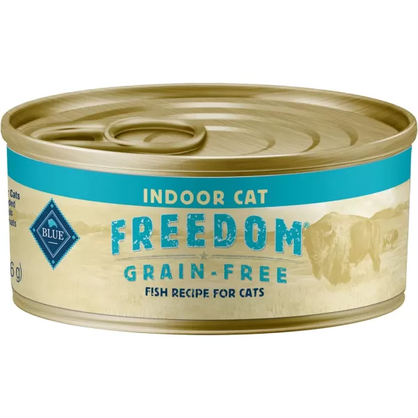 imageBlue Buffalo Freedom Grain Free Natural Adult Pate Wet Cat Food Indoor Fish 55oz cans Pack of 24Fish 55 Ounce Pack of 24