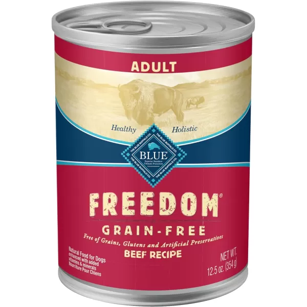imageBlue Buffalo Freedom Grain Free Natural Adult Wet Dog Food Lamb 125oz cans Pack of 12Beef
