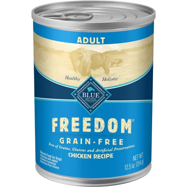 imageBlue Buffalo Freedom Grain Free Natural Adult Wet Dog Food Lamb 125oz cans Pack of 12Chicken