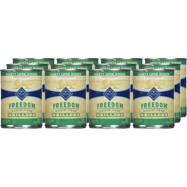 imageBlue Buffalo Freedom Grain Free Natural Adult Wet Dog Food Lamb 125oz cans Pack of 12Grillers Hearty Lamb Dinner