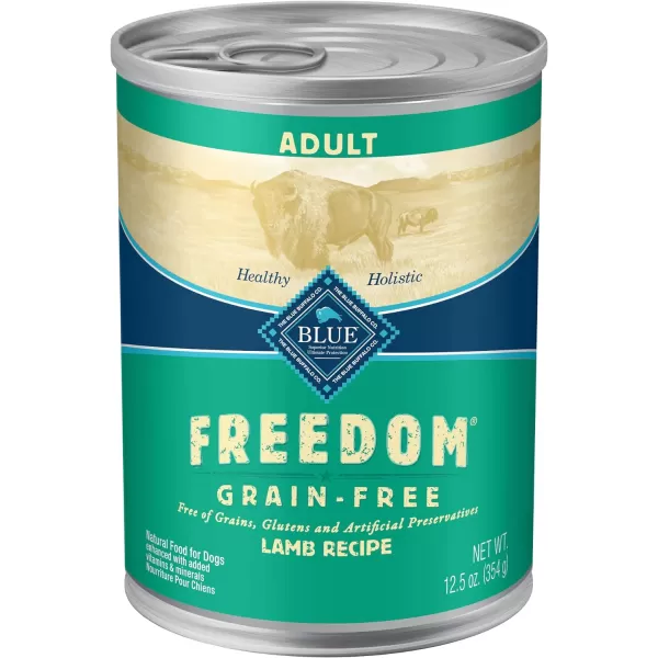 imageBlue Buffalo Freedom Grain Free Natural Adult Wet Dog Food Lamb 125oz cans Pack of 12Lamb