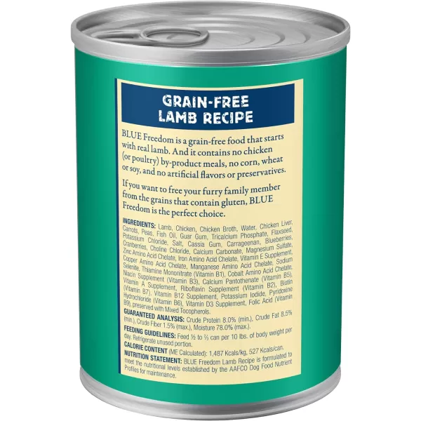 imageBlue Buffalo Freedom Grain Free Natural Adult Wet Dog Food Lamb 125oz cans Pack of 12Lamb