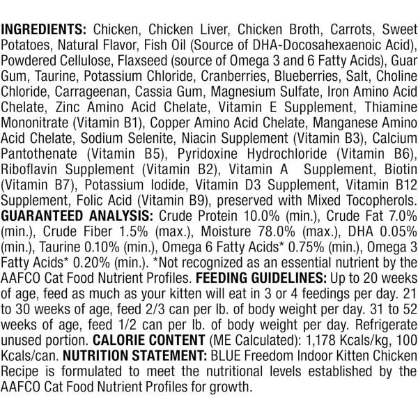 imageBlue Buffalo Freedom Grain Free Natural Indoor Kitten Dry Cat Food Chicken 5lbPate Wet Cat Food 3 Ounce Pack of 24