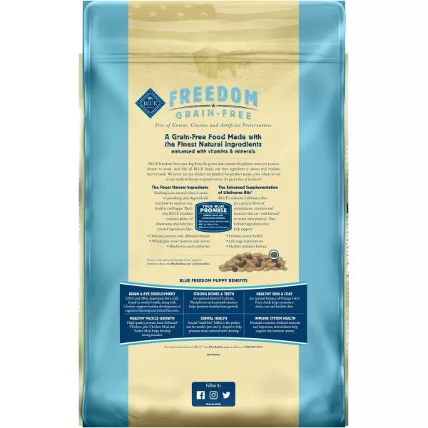 imageBlue Buffalo Freedom Grain Free Natural Puppy Dry Dog Food Chicken 4lb11 Pound Pack of 1