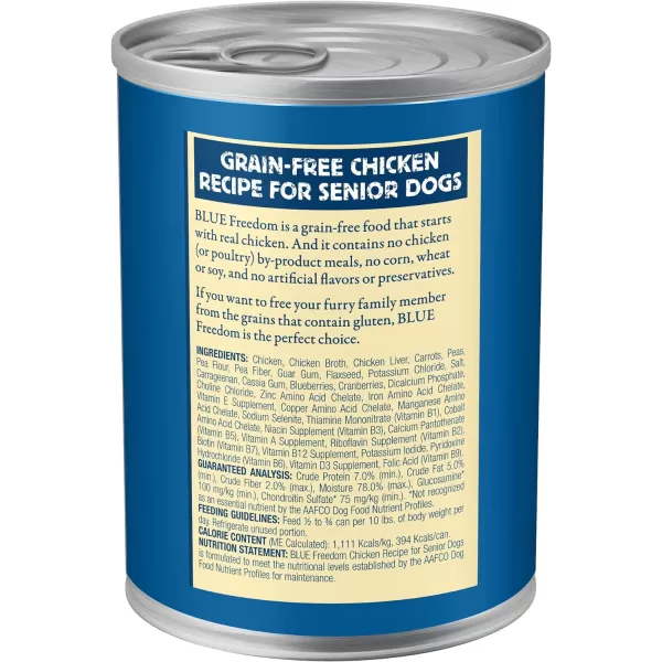 imageBlue Buffalo Freedom Grain Free Natural Senior Wet Dog Food Chicken 125oz cans Pack of 12Blue Buffalo Freedom Grain Free Natural Senior Wet Dog Food Chicken 125oz cans Pack of 12