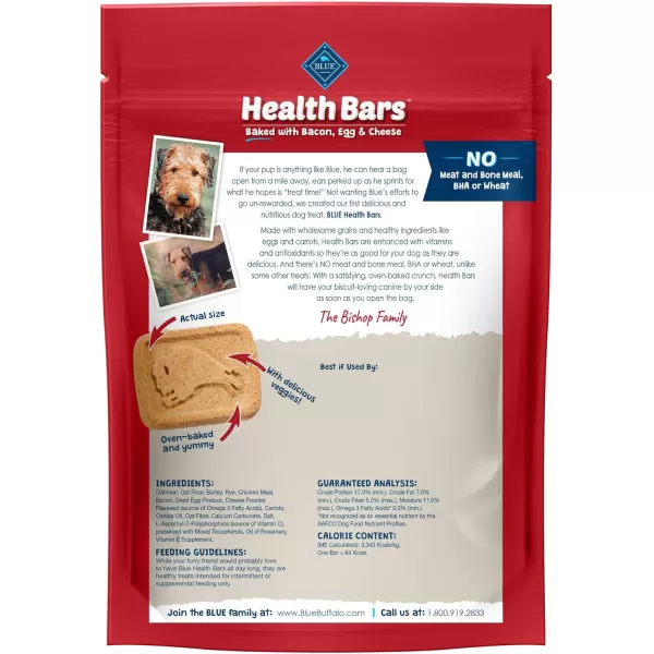 imageBlue Buffalo Health Bars Natural Crunchy Dog Treats Biscuits Bacon Egg amp Cheese 16oz BagBacon Egg amp Cheese 16 Ounce Pack of 1