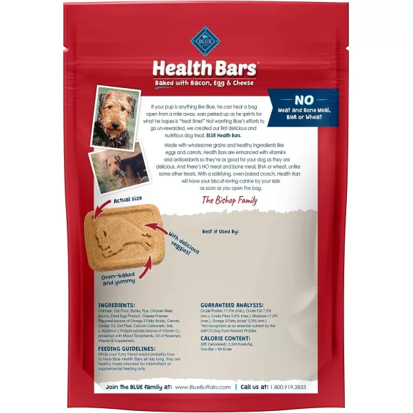 imageBlue Buffalo Health Bars Natural Crunchy Dog Treats Biscuits Bacon Egg amp Cheese 16oz BagBacon Egg amp Cheese 16 Ounce Pack of 1