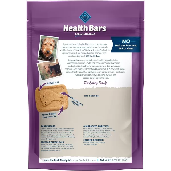 imageBlue Buffalo Health Bars Natural Crunchy Dog Treats Biscuits Pumpkin amp Cinnamon 16oz BagBeef 16 Ounce Pack of 1