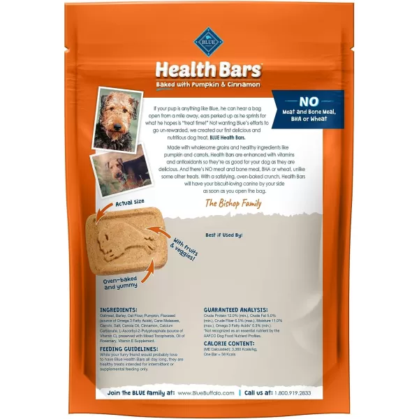 imageBlue Buffalo Health Bars Natural Crunchy Dog Treats Biscuits Pumpkin amp Cinnamon 16oz BagPumpkin amp Cinnamon 16 Ounce Pack of 1