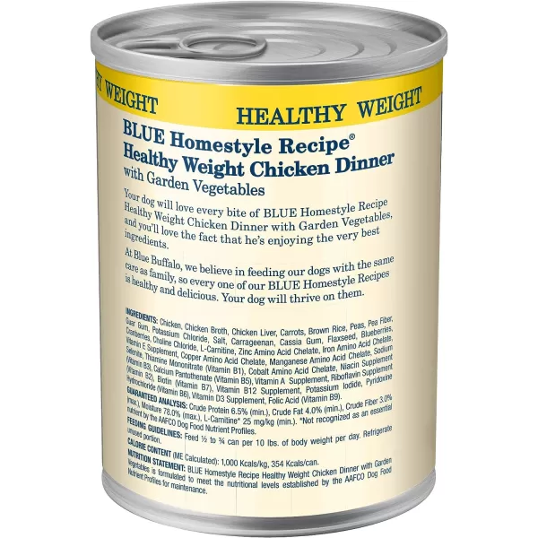 imageBlue Buffalo Homestyle Recipe Natural Adult Healthy Weight Wet Dog Food Chicken 125oz can Pack of 12Chicken 125 Ounce Pack of 12