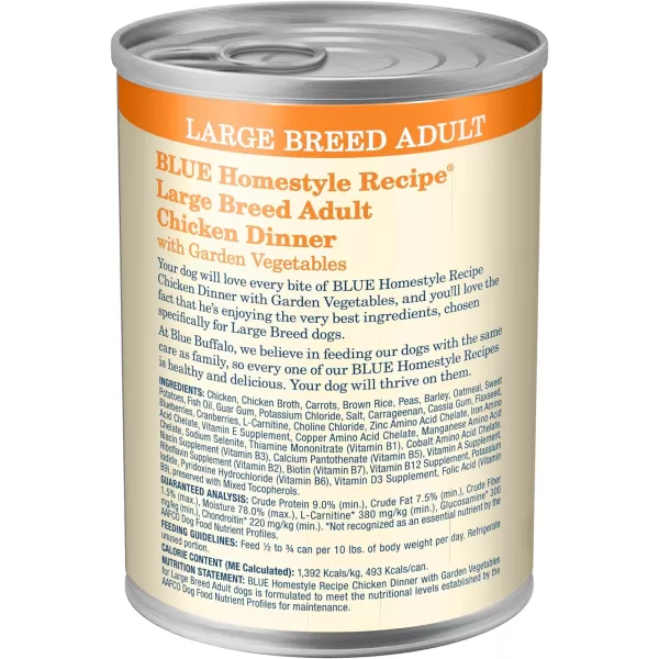 imageBlue Buffalo Homestyle Recipe Natural Adult Large Breed Wet Dog Food Chicken 125oz can Pack of 12Blue Buffalo Homestyle Recipe Natural Adult Large Breed Wet Dog Food Chicken 125oz can Pack of 12