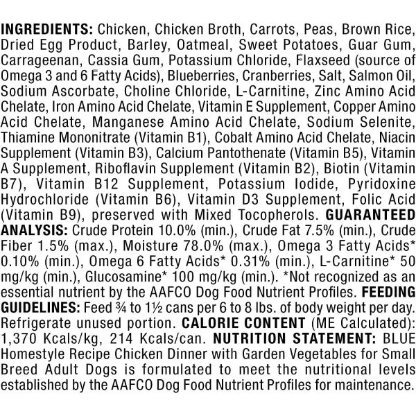 imageBlue Buffalo Homestyle Recipe Natural Adult Small Breed Wet Dog Food Chicken 55oz can Pack of 24Chicken