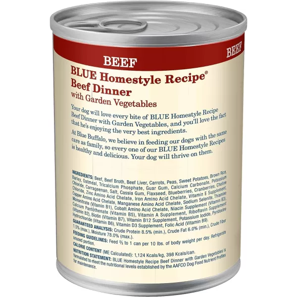 imageBlue Buffalo Homestyle Recipe Natural Adult Wet Dog Food Beef 125oz can Pack of 12Blue Buffalo Homestyle Recipe Natural Adult Wet Dog Food Beef 125oz can Pack of 12