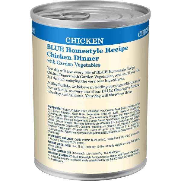 imageBlue Buffalo Homestyle Recipe Natural Adult Wet Dog Food Chicken 125oz can Pack of 12Wet Dog Food Chicken 125 Ounce Pack of 12