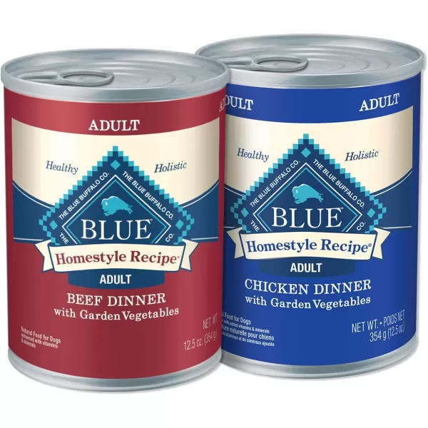 imageBlue Buffalo Homestyle Recipe Natural Adult Wet Dog Food Chicken amp Beef 125oz cans 24 count 12 of each flavorBlue Buffalo Homestyle Recipe Natural Adult Wet Dog Food Chicken amp Beef 125oz cans 24 count 12 of each flavor