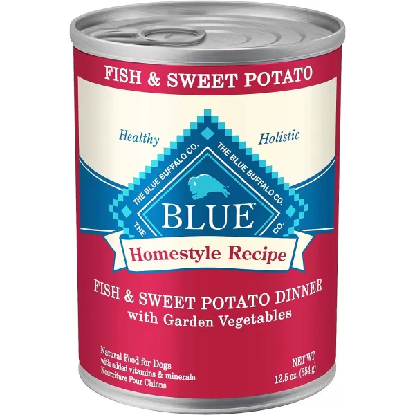 imageBlue Buffalo Homestyle Recipe Natural Adult Wet Dog Food Fish amp Sweet Potato 125oz can Pack of 12Blue Buffalo Homestyle Recipe Natural Adult Wet Dog Food Fish amp Sweet Potato 125oz can Pack of 12