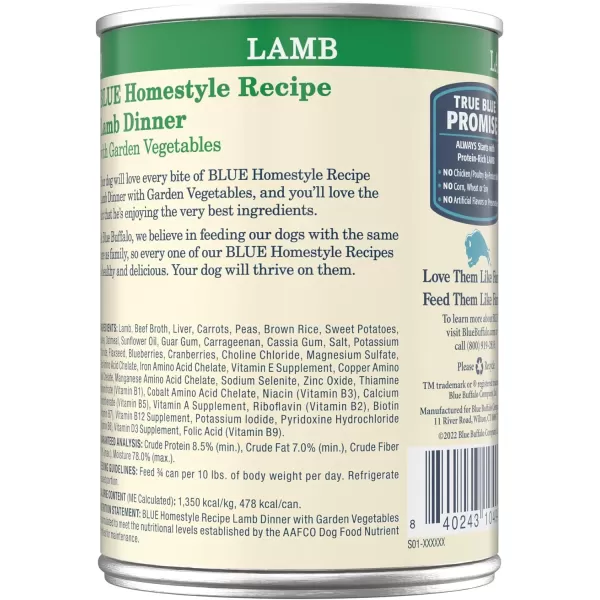 imageBlue Buffalo Homestyle Recipe Natural Adult Wet Dog Food Lamb 125oz can Pack of 12Blue Buffalo Homestyle Recipe Natural Adult Wet Dog Food Lamb 125oz can Pack of 12