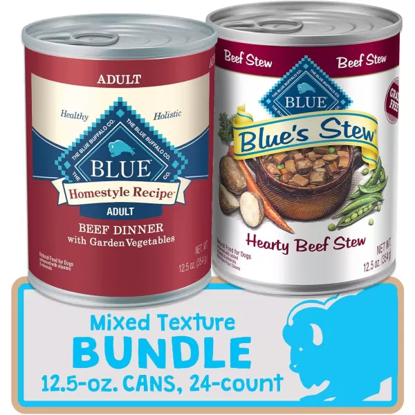 imageBlue Buffalo Homestyle Recipe Natural Adult Wet Dog Food Mixed Textures Beef 125oz Cans 24 Count 12 of Each FlavorBlue Buffalo Homestyle Recipe Natural Adult Wet Dog Food Mixed Textures Beef 125oz Cans 24 Count 12 of Each Flavor
