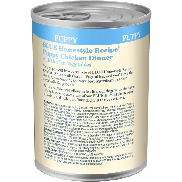 imageBlue Buffalo Homestyle Recipe Natural Puppy Wet Dog Food Chicken 125oz can Pack of 12Wet Dog Food 125oz can Pack of 12