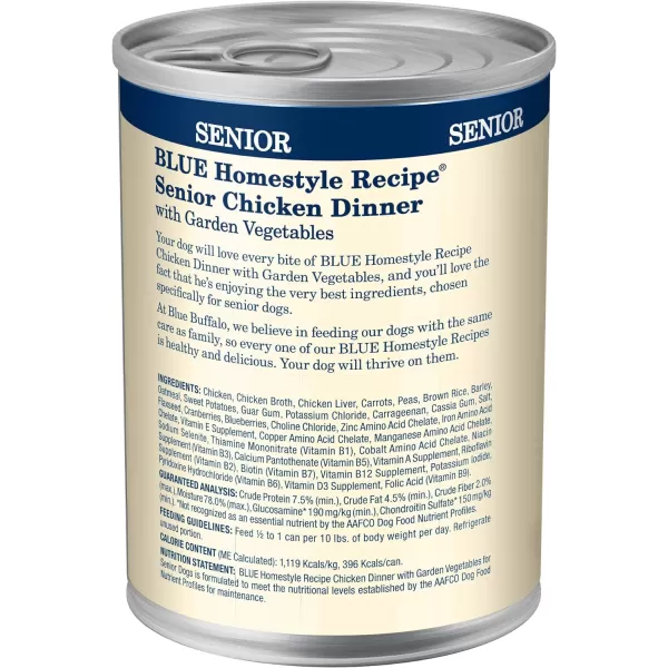 imageBlue Buffalo Homestyle Recipe Natural Senior Wet Dog Food Chicken 125oz can Pack of 12Blue Buffalo Homestyle Recipe Natural Senior Wet Dog Food Chicken 125oz can Pack of 12