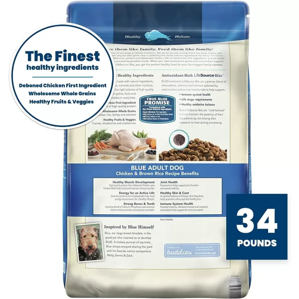 imageBlue Buffalo Life Protection Formula Natural Adult Dry Dog Food Lamb and Brown Rice 30lbChicken amp Brown Rice 34 Pound Pack of 1