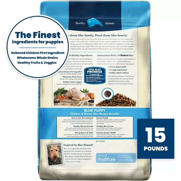 imageBlue Buffalo Life Protection Formula Natural Puppy Dry Dog Food Lamb and Oatmeal 34lbChicken amp Brown Rice 15 Pound Pack of 1