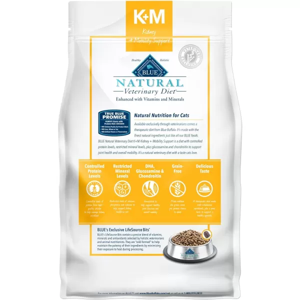 imageBlue Buffalo Natural Veterinary Diet KM Kidney  Mobility Support Dry Cat Food Chicken 7lb bagDry Cat Food 7 Pound Pack of 1