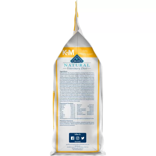 imageBlue Buffalo Natural Veterinary Diet KM Kidney  Mobility Support Dry Cat Food Chicken 7lb bagDry Cat Food 7 Pound Pack of 1