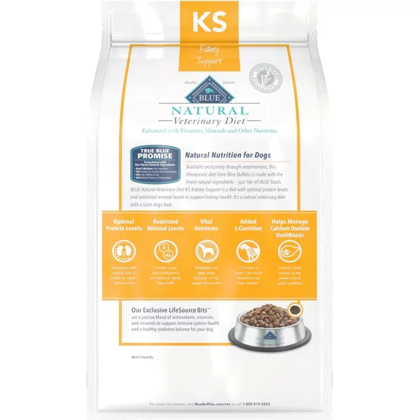 imageBlue Buffalo Natural Veterinary Diet KS Kidney Support Wet Dog Food Chicken 125oz cans Pack of 12Dry Dog Food 6 Pound Pack of 1