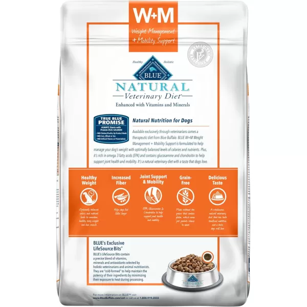 imageBlue Buffalo Natural Veterinary Diet WM Weight Management  Mobility Support Dry Dog Food Salmon 22lb bagDry Dog Food 2200 Pound Pack of 1