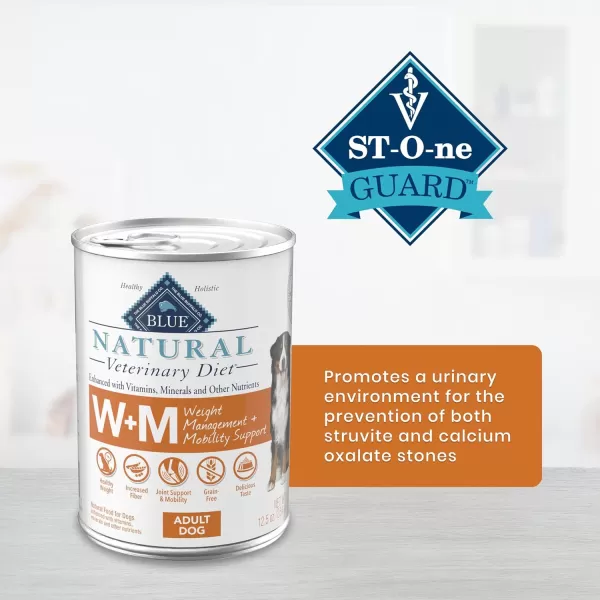 imageBlue Buffalo Natural Veterinary Diet WM Weight Management  Mobility Support Wet Dog Food Whitefish 125oz cans Pack of 12Wet Dog Food 125 oz