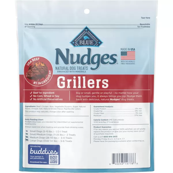 imageBlue Buffalo Nudges Grillers Natural Dog Treats Steak 36oz BagSteak 1 Pound Pack of 1