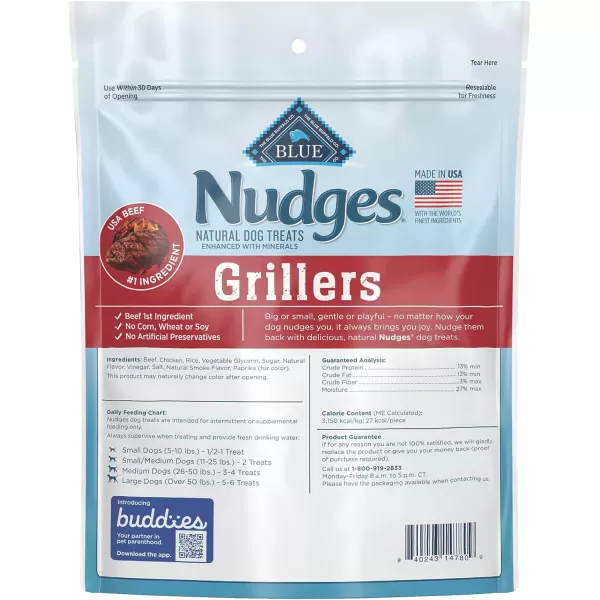 imageBlue Buffalo Nudges Grillers Natural Dog Treats Steak 36oz BagSteak 10 Ounce Pack of 1