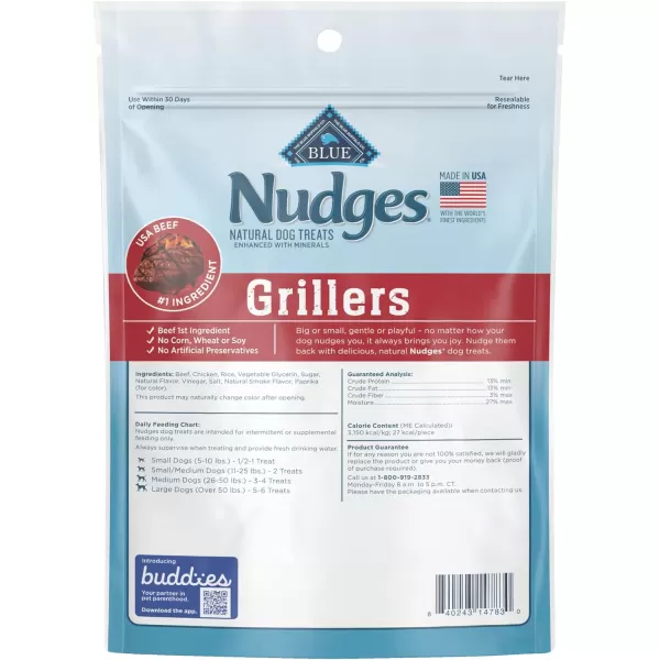 imageBlue Buffalo Nudges Grillers Natural Dog Treats Steak 36oz BagSteak 5 Ounce Pack of 1