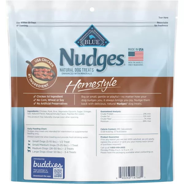 imageBlue Buffalo Nudges Homestyle Natural Dog Treats Chicken and Pork 12oz BagChicken and Bacon 16 oz