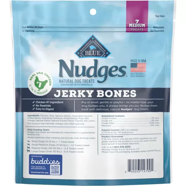 imageBlue Buffalo Nudges Jerky Chews Natural Dog Treats Small Breed Beef 10oz Bag 10 CountChicken 1 Count Pack of 1