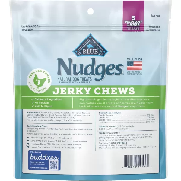 imageBlue Buffalo Nudges Jerky Chews Natural Dog Treats Small Breed Beef 10oz Bag 10 CountChicken 12 Ounce Pack of 1