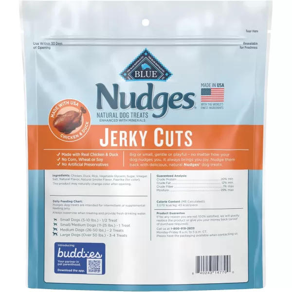 imageBlue Buffalo Nudges Jerky Cuts Natural Dog TreatsChicken and Duck 10 Ounce Pack of 1