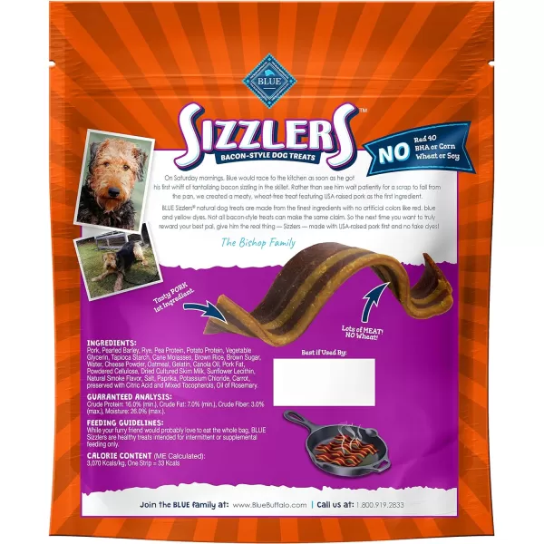 imageBlue Buffalo Sizzlers Natural BaconStyle SoftMoist Dog Treats Original Pork 6oz BagPork 6 Ounce Pack of 1