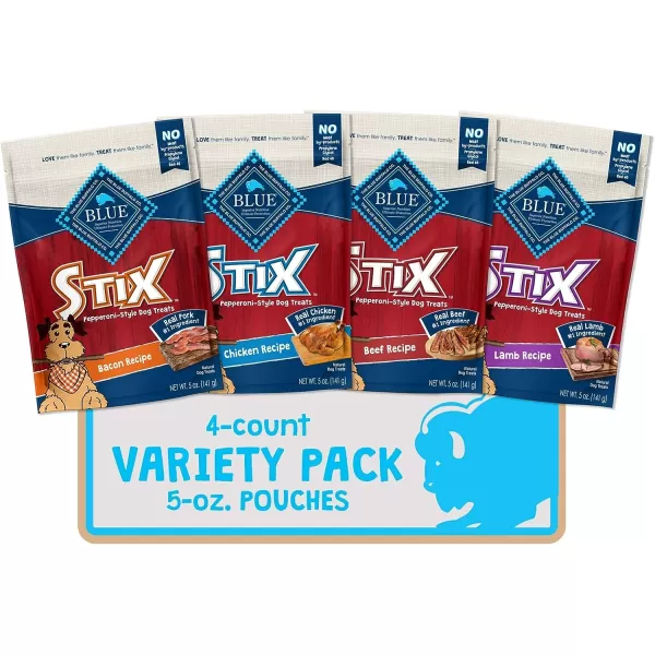 imageBlue Buffalo Stix Natural SoftMoist Dog Treats Beef Bacon Lamb and Chicken 5oz Variety Pack 4 countBlue Buffalo Stix Natural SoftMoist Dog Treats Beef Bacon Lamb and Chicken 5oz Variety Pack 4 count