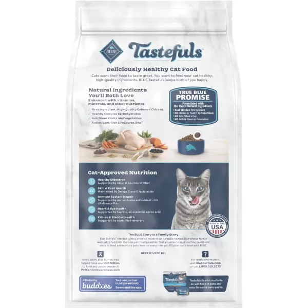 imageBlue Buffalo Tastefuls Indoor Natural Adult Dry Cat Food Chicken 7lb bagChicken amp Brown Rice 7 Pound Pack of 1