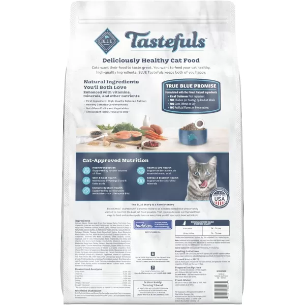 imageBlue Buffalo Tastefuls Indoor Natural Adult Dry Cat Food Chicken 7lb bagSalmon amp Brown Rice 15 Pound Pack of 1