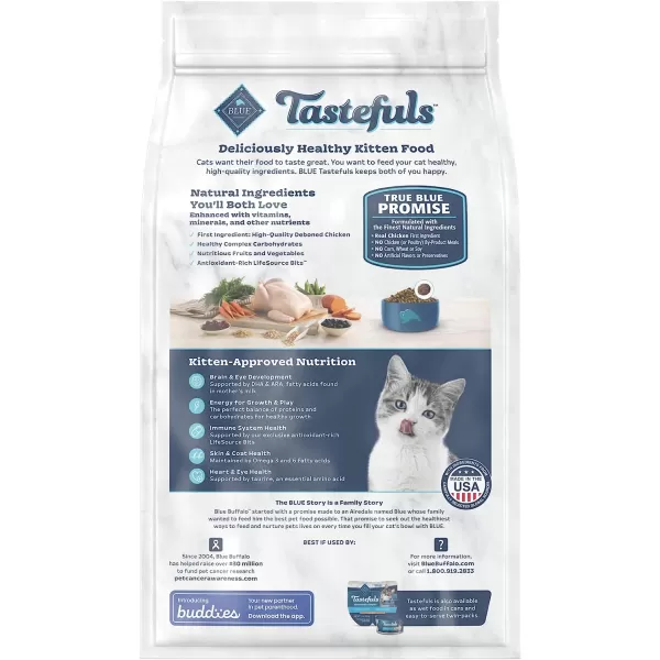 imageBlue Buffalo Tastefuls Kitten Natural Dry Cat Food Chicken 3lb bagDry Cat Food Chicken amp Brown Rice 7 Pound Pack of 1