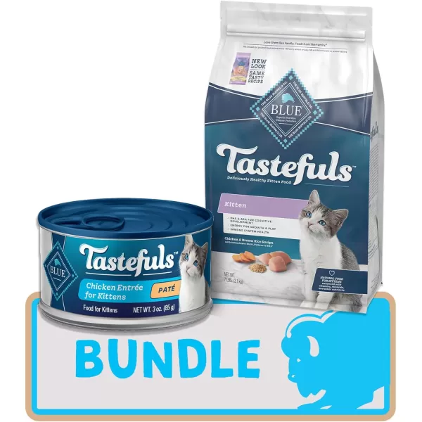 imageBlue Buffalo Tastefuls Kitten Natural Dry Cat Food Chicken 3lb bagKitten Starter Bundle  Dry  Wet Food Chicken Bundle  7 lb  3 oz Pack of 24