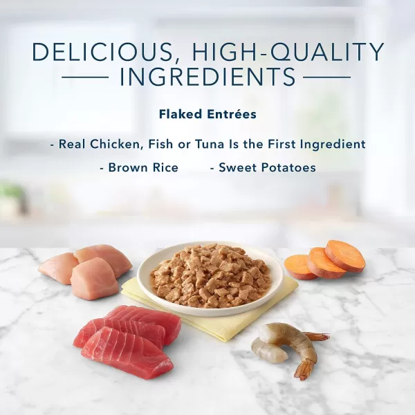 imageBlue Buffalo Tastefuls Natural Flaked Wet Cat Food Variety Pack Tuna Chicken and Fish amp Shrimp Entres in Gravy 55oz Cans 12 Count  4 of EachTuna Chicken Fish amp Shrimp 3 Ounce  12 Count Pack of 1