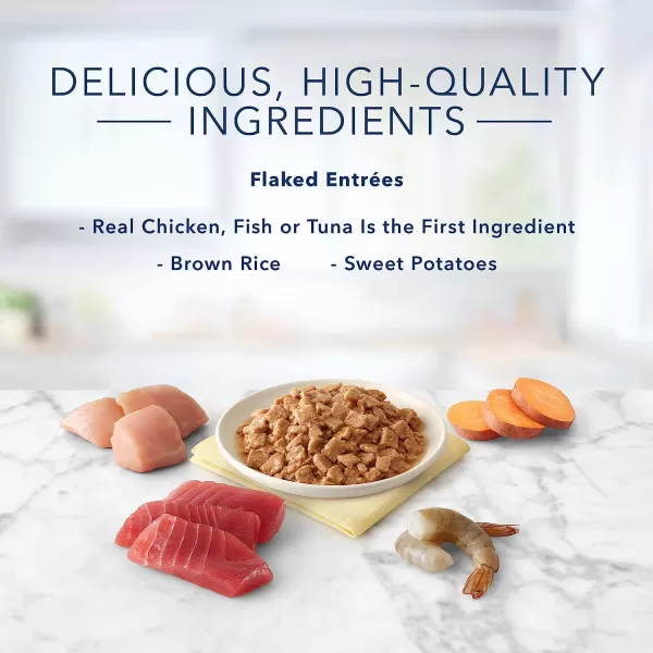 imageBlue Buffalo Tastefuls Natural Flaked Wet Cat Food Variety Pack Tuna Chicken and Fish amp Shrimp Entres in Gravy 55oz Cans 12 Count  4 of EachTuna Chicken Fish amp Shrimp 55 Ounce Pack of 12