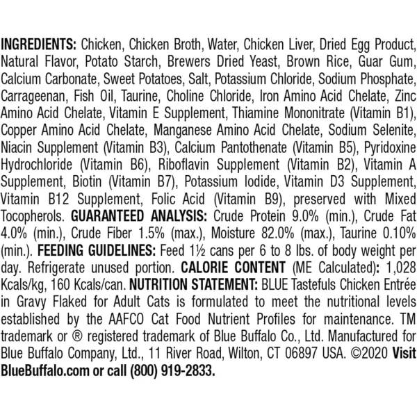 imageBlue Buffalo Tastefuls Natural Flaked Wet Cat Food Variety Pack Tuna Chicken and Fish amp Shrimp Entres in Gravy 55oz Cans 24 Count  8 of EachChicken 55 Ounce Pack of 24