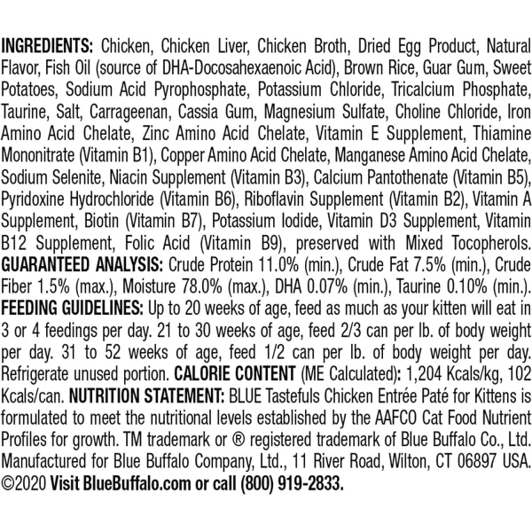 imageBlue Buffalo Tastefuls Natural Kitten Pate Wet Cat Food Chicken Entre 3oz cans Pack of 24Blue Buffalo Tastefuls Natural Kitten Pate Wet Cat Food Chicken Entre 3oz cans Pack of 24
