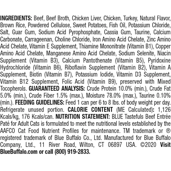 imageBlue Buffalo Tastefuls Natural Pate Wet Cat Food Variety Pack Chicken Turkey amp Chicken and Ocean Fish amp Tuna 55oz Cans 24 Count  8 of EachBeef 55 Ounce Pack of 24